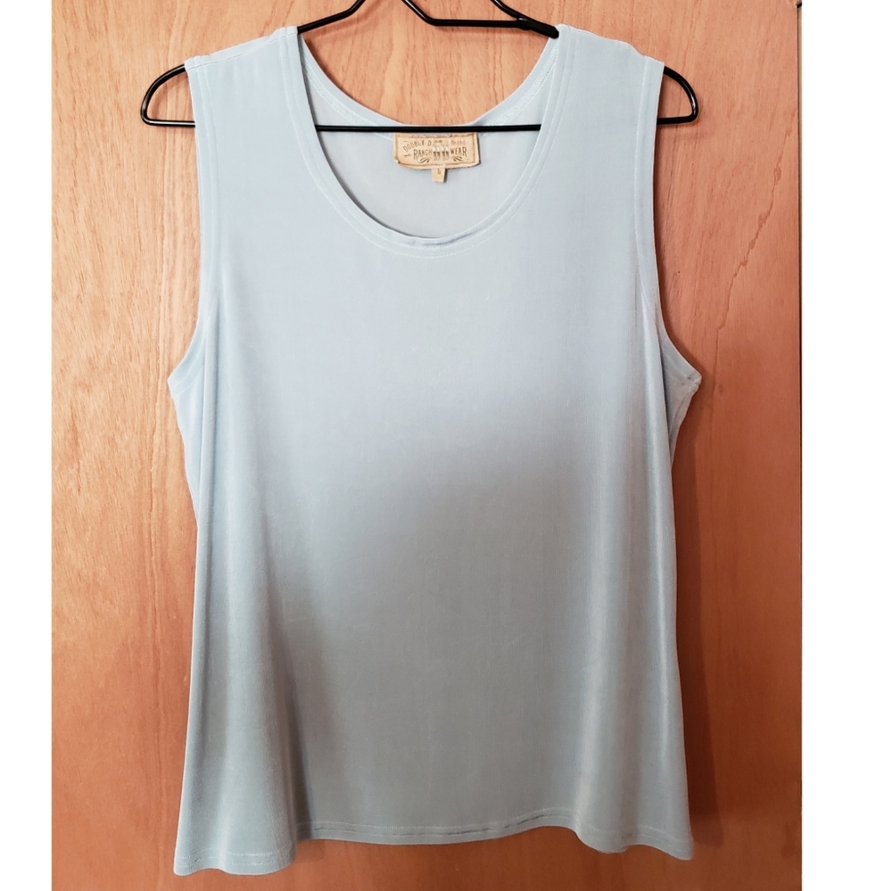 Double D Brand Ranch Wear Large Sleveless Blue Top